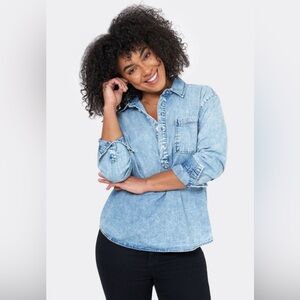 Women Seven7 Jeans Tops | Pullover Denim Henley Shirt Indigo Limited Edition